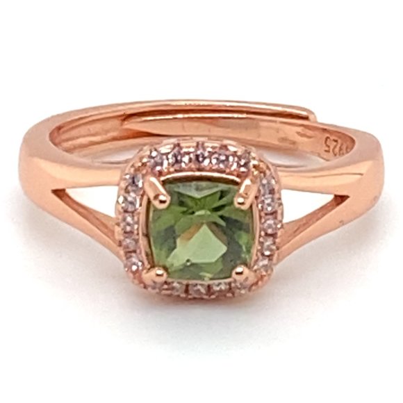 Diopside .80ct Rose Gold Finish Solid 925 Sterling Silver Ring - Picture 3 of 7